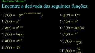 Derivadas básicas exercícios exemplos resolvidos [upl. by Osbourne]