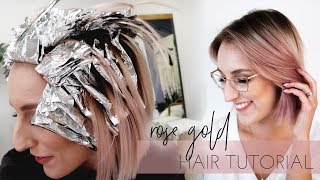 Rose Gold Hair  How to Tutorial on Hairstylist My Favorite Color Formula [upl. by Tenner]