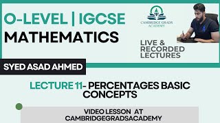 LECTURE 11  BASICS OF PERCENTAGES [upl. by Yllas]