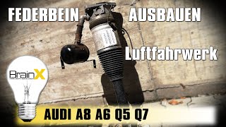 Luftfahrwerk ausbauen Federbein hinten ausbauen Audi A8 D3  air suspension replacement [upl. by Anigriv]