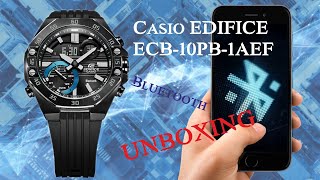 Casio EDIFICE ECB10PB1AEF Bluetooth function UNBOXING  Pairing with smartphone 4K [upl. by Candyce]