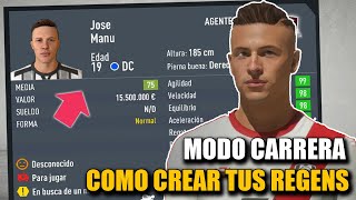 COMO CREAR TUS PROPIOS REGENS EN MODO CARRERA  FIFA 20 [upl. by Enriqueta]