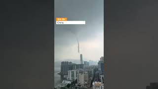 A waterspout was observed over Victoria Harbour in Hong Kong shorts [upl. by Annairdua766]