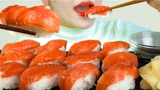 ASMR  SALMON SUSHI  サーモンのお寿司  Eating Sounds Mukbang  English subs [upl. by Aracal105]