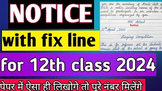 Notice Format with Fix Lines Notice writing class 12English wale guruji [upl. by Aneger]