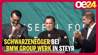 Schwarzenegger bei BMW Group Werk in Steyr [upl. by Iadrahc]