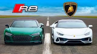 Lambo Huracan v Audi R8 DRAG RACE [upl. by Doro]