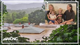 Stories of Survival  Ashevillearea family rescued from Helenes flood waters on their roof [upl. by Ayouqat]