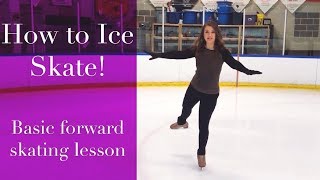 Learn Figure Skating Forward Stroking Beginner Ice Skating Tutorial [upl. by Burwell]