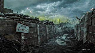 In the Trenches of WW1  Heavy rain in Passchendaele  Battlefield 1 Ambience 🎧 [upl. by Rhoades]