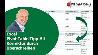 Excel PivotTabellen Tipp 4 Korrektur durch einfaches Überschreiben [upl. by Dylana]