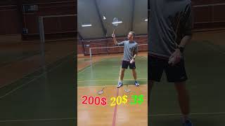 Cheap VS Expensive Badminton Racket on a backhand clear [upl. by Kcirde]