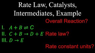 Rate Law Catalysts Intermediates Kinetics Example  Chemistry [upl. by Elfstan]