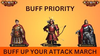 EVONY  Buff Priority How to buff up your attack Marches [upl. by Aehtna]