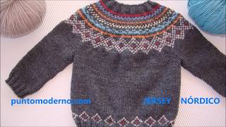 JERSEY de BEBÉ NÓRDICO BABY CARDIGAN ESPAÑOLENGLISH PATTERN [upl. by Atsirt]