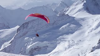 Ueli Steck Paraglides Between Mountains In The Swiss Alps [upl. by Aihsekin]