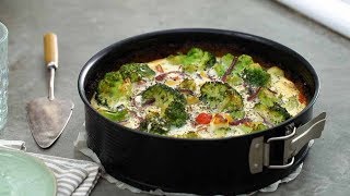 Hartige taart met broccoli geitenkaas en paprika  Receptvideos [upl. by Aryad561]