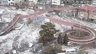 Surveillance camera footage of the 2011 tsunami in Japan [upl. by Rosy902]