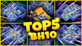 TOP 5 Best BH10 Trophy Base Links  REPLAYS 2024  NEW BUILDER HALL 10 Base Clash of Clans [upl. by Akisey]