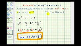 Ex Factor Trinomials When A is NOT Equal to 1  Bottoms Up Method [upl. by Aciruam]