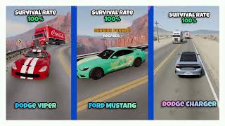 Which ones will win Dodge viper vs Ford mustang vs Dodge charger😍😇 survival racing tesla [upl. by Allrud626]