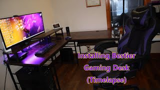 Bestier 95quot L Shape PC Gaming Desk Install Timelapse [upl. by Ayaj697]