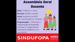 ASSEMBLEIA GERAL DOCENTE  17062024 [upl. by Yeslrahc]