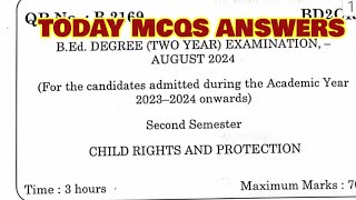 TNTEU BEd IISEMESTER TODAY MCQS ANSWERS CHILD RIGHTS AND PROTECTION [upl. by Zehe766]