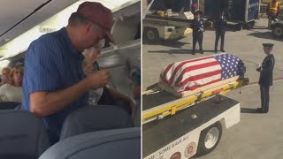 Passengers disrespect airmans body on Phoenix flight [upl. by Yrrat355]