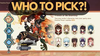 WHO SHOULD YOU CHOOSE FOR YOUR FREE 4 STAR CHARACTER  Genshin Impact Lantern Rite 44 [upl. by Bluh]