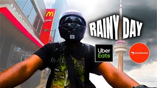 Uber Eats Delivery In Canada  Rainy Day in Toronto  UBEREATS And DOORDASH  EBike Delivery [upl. by Arevle]