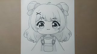 How to draw cute anime girl step by step  How to draw anime characters  Easy drawing tutorial [upl. by Rutan]