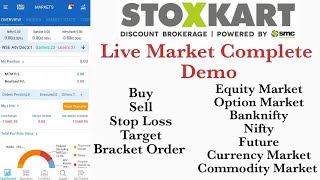 Stoxkart Pro All Segment Live Market Demo in Hindi  Buy Sell Stop Loss Target Bracket Order [upl. by Ielirol]