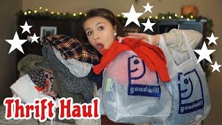 Biggest THRIFT haul ever Tommy Hilfiger Hollister American Eagle Eddie Bauer Adidas [upl. by Armalda]