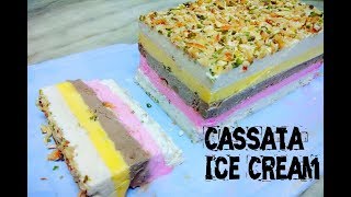 Yummy Cassata Ice Cream Recipe in Hindi  5 layered Cassata  Ice Cream Sandwich  Ice Cream Cake [upl. by Ken864]