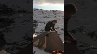 Snow camping on the Tour Du Mont Blanc tmb hiking backpacking camping mountains [upl. by Rafi49]