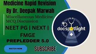 Miscellaneous Medicine MCQ Discussion📖📚 by Dr Deepak Marwah youtube neetpgpreperation foryou [upl. by Ruhtracam271]