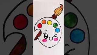 Art Palette with Paint brush drawing for kids💡Cute Drawing Ideas for Beginners kidsvideo shorts [upl. by Arotal904]