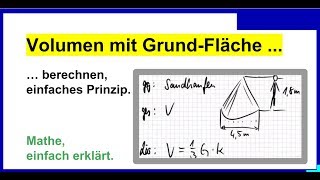 Volumen mit GrundFläche berechnen einfaches Prinzip Übung Teil 1 [upl. by Weidman10]