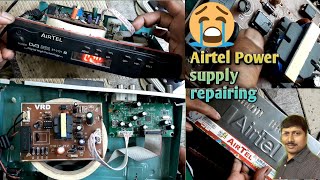 Airtel free dish set top box repair  dead Airtel box Repair  Airtel box power supply Smps repair [upl. by Annaitat]