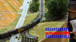 FREMO americaN in Mammendorf 2024  an ATSF manifest freight in the Sabillasville horseshoe curve [upl. by Christin]