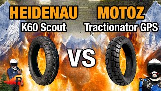 Heidenau K60 SCOUT vs Motoz TRACTIONATOR GPS  Battle of the 5050 Dual Sport Tires [upl. by Sabu]