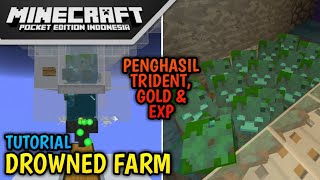 Cara Membuat Drowned Farm di Minecraft PE [upl. by Acinorav118]