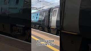 TFW 82200 amp 67008 departing Crewe trains youtubeshorts trainspotting [upl. by Arikaahs6]