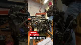 Vintage Hallett Boat  454 Big Block Engine Removal  in for service [upl. by Nnahteb18]