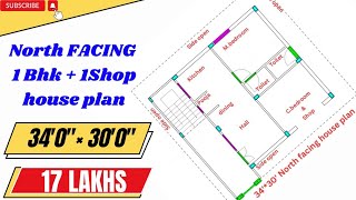 north facing house vastu  north facing house plans as per vastu  north facing 1bhkshop house plan [upl. by Emelda871]