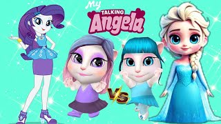 My Talking AngelaFrozen Elsa Vs Rarity My Little pony 🐴🐎New Update Gameplay [upl. by Lemon]