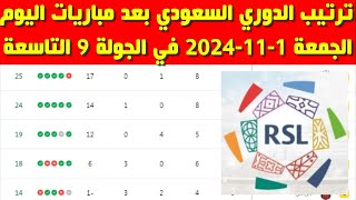 ترتيب الدوري السعودي بعد مباريات اليوم الجمعة 1112024 في الجولة 9 التاسعة [upl. by Yram]