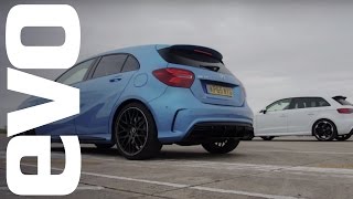 Mercedes A45 AMG vs Audi RS3  Which is fastest  evo DRAG BATTLE [upl. by Bluh]