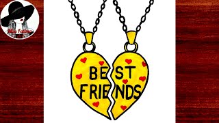 Easy BFF drawing  Friendship Day drawing easy  Best Friends drawing [upl. by Egerton]